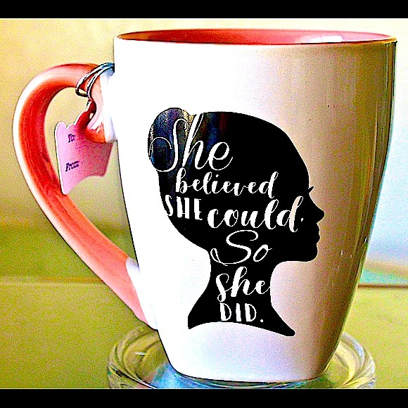 “SHE BELIEVED SHE COULD SO SHE DID” MUG CUP COFFEE CROSS - Picture 4 of 7